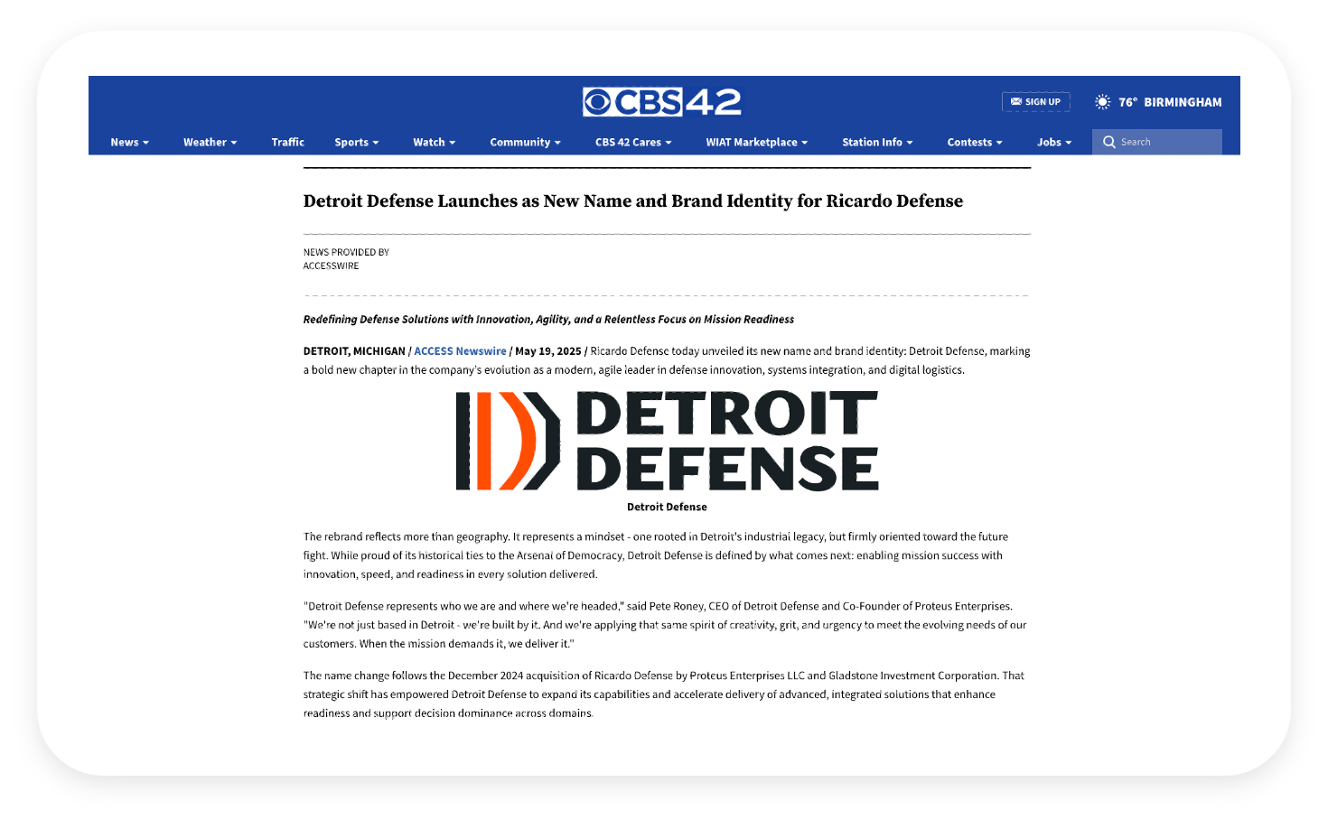 Detroit Defense Announcement